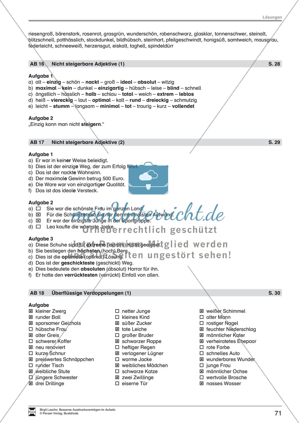 Sprachstil -Grammatik - Ausdrucksvermögen verbessern: "Erzählen" - Binnendifferenzierung + Arbeitsblätter + Aufgaben + Lösungen Preview 32