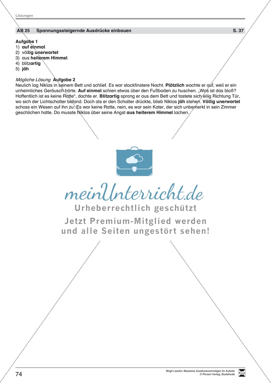 Sprachstil -Grammatik - Ausdrucksvermögen verbessern: "Erzählen" - Binnendifferenzierung + Arbeitsblätter + Aufgaben + Lösungen Preview 35
