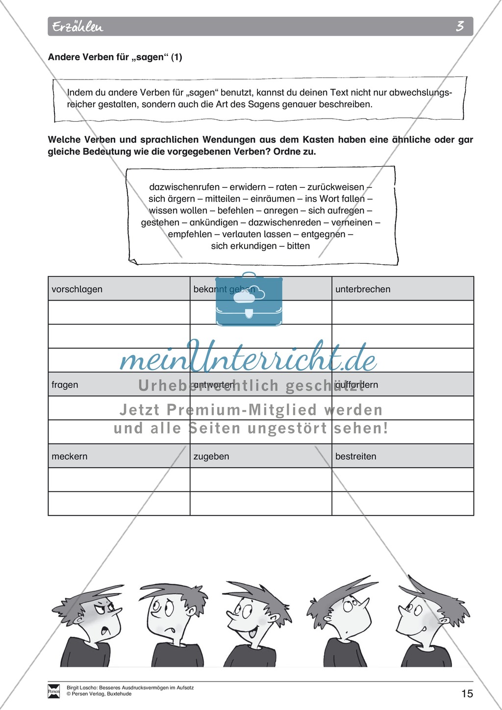 Sprachstil -Grammatik - Ausdrucksvermögen verbessern: "Erzählen" - Binnendifferenzierung + Arbeitsblätter + Aufgaben + Lösungen Preview 5