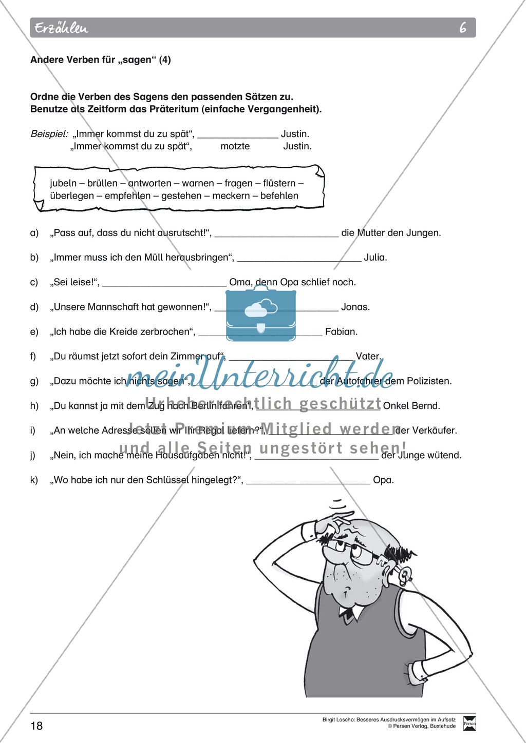 Sprachstil -Grammatik - Ausdrucksvermögen verbessern: "Erzählen" - Binnendifferenzierung + Arbeitsblätter + Aufgaben + Lösungen Preview 8