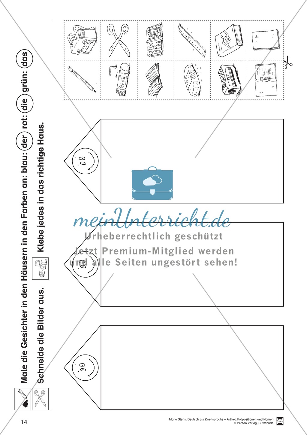 Artikel, Präpositionen und Nomen: Übungen rund um den Ranzen Preview 4