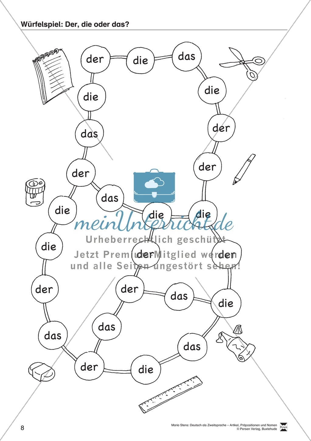 Spielplan Würfelspiel: Arbeitsblatt Preview 1