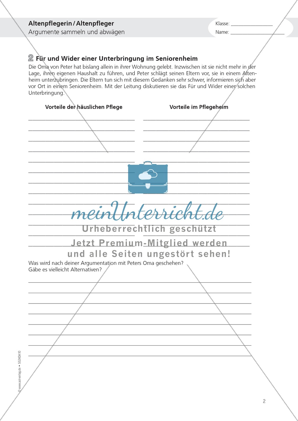 Die Arbeit in der Altenpflege: Deutsch-Aufgaben aus dem Berufsalltag Preview 2