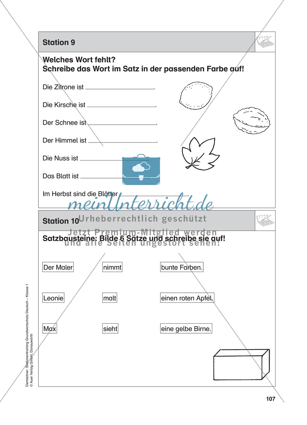 Stationentraining Farben: Arbeitsblätter mit Lösungen, Diktat Preview 10