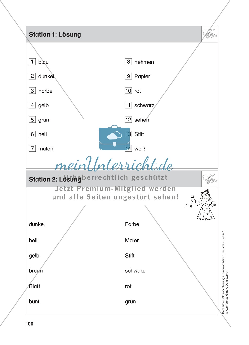 Stationentraining Farben: Arbeitsblätter mit Lösungen, Diktat Preview 3