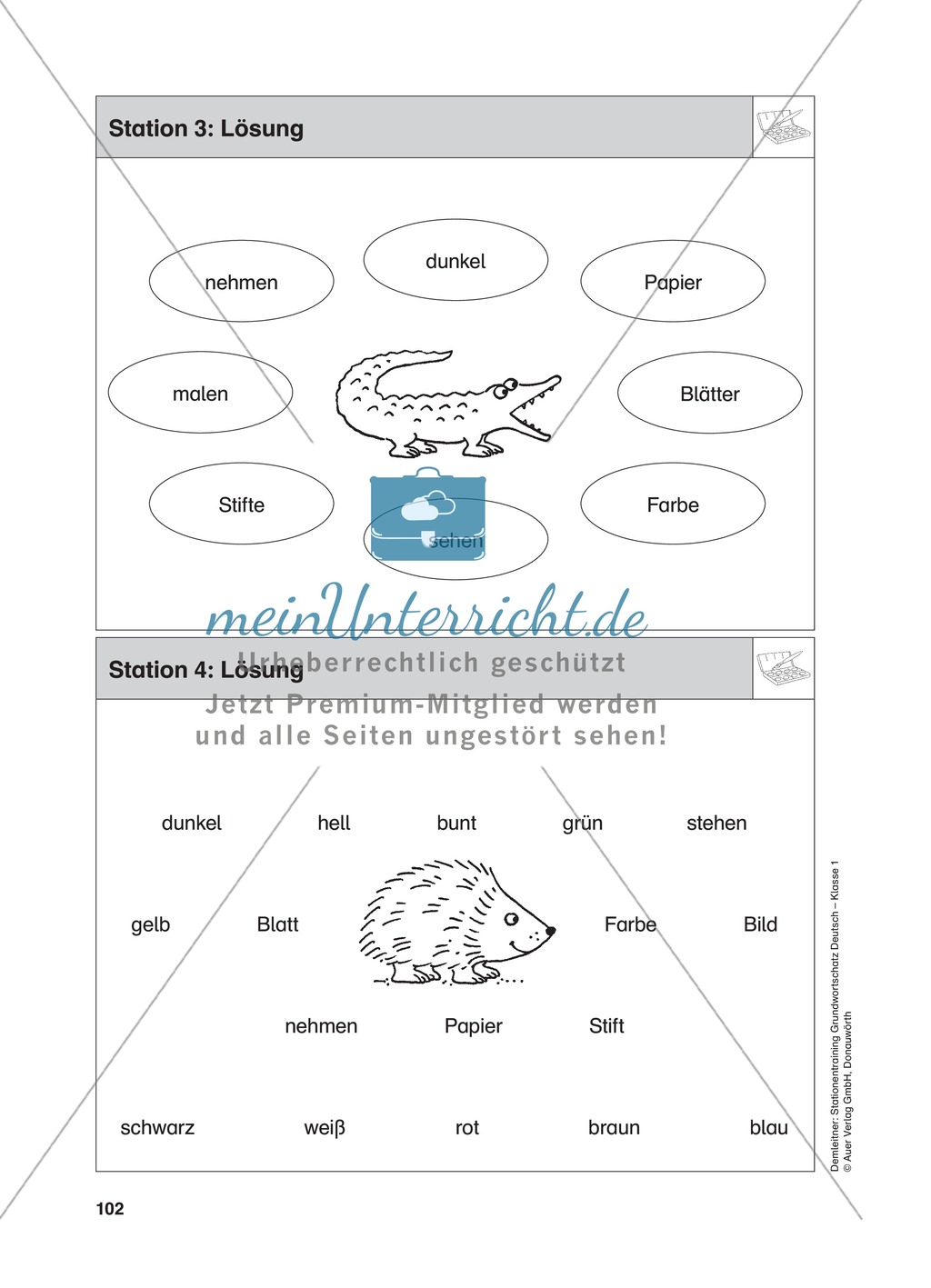Stationentraining Farben: Arbeitsblätter mit Lösungen, Diktat Preview 5