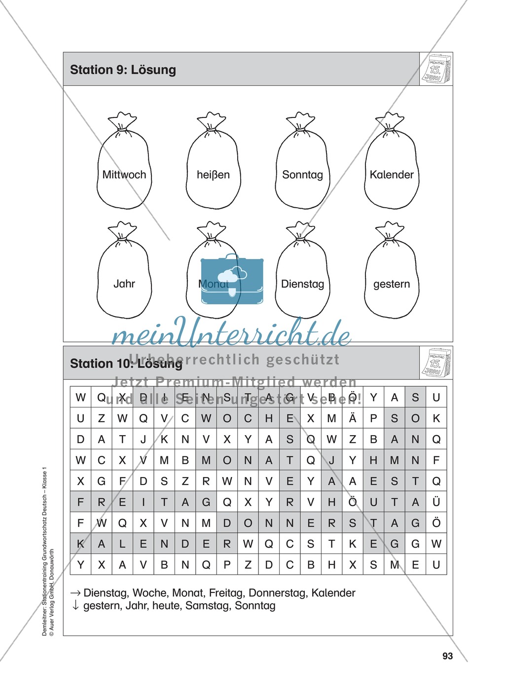 Stationentraining Kalender: Arbeitsblätter mit Lösungen, Diktat Preview 11