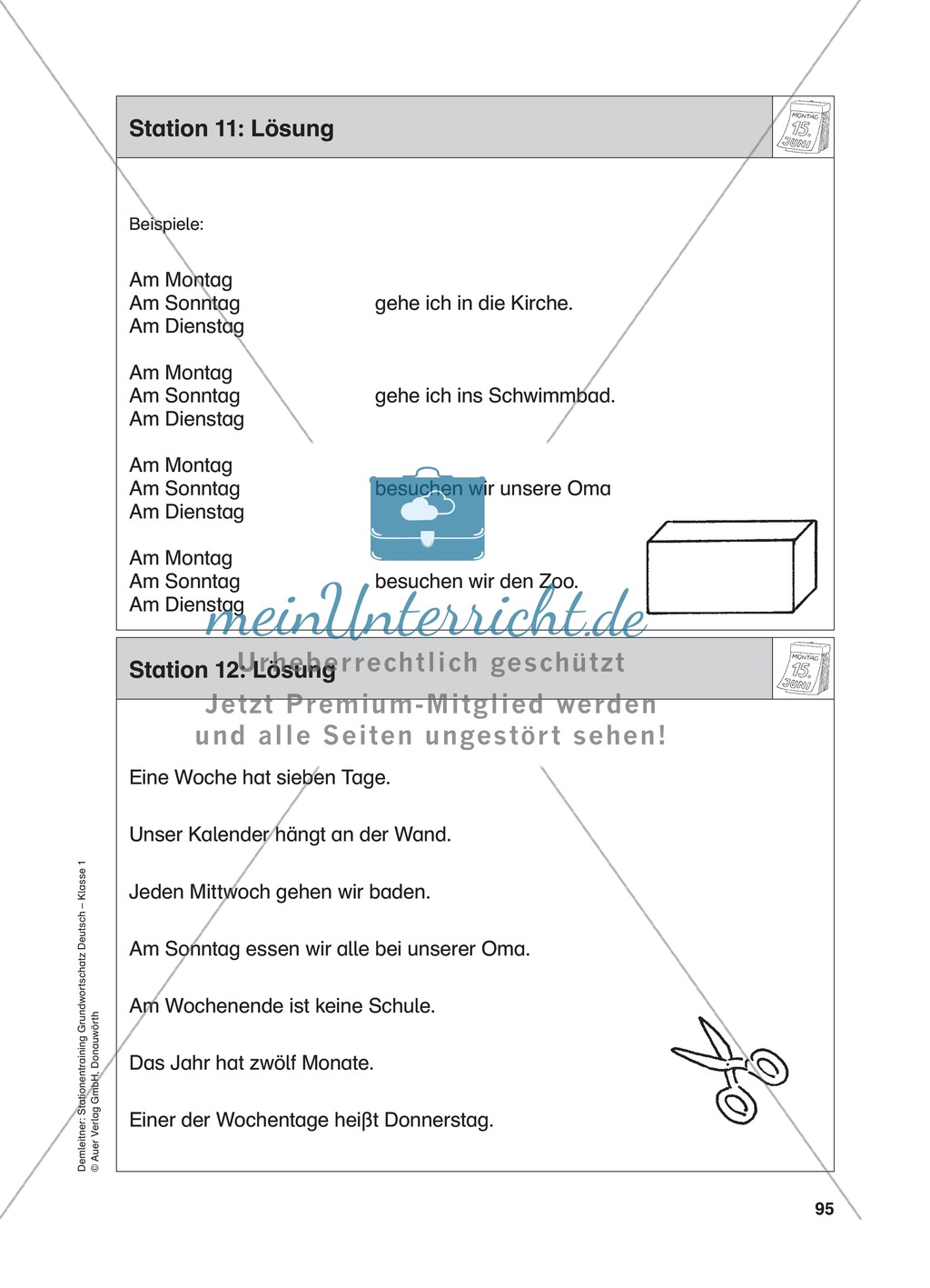 Stationentraining Kalender: Arbeitsblätter mit Lösungen, Diktat Preview 13