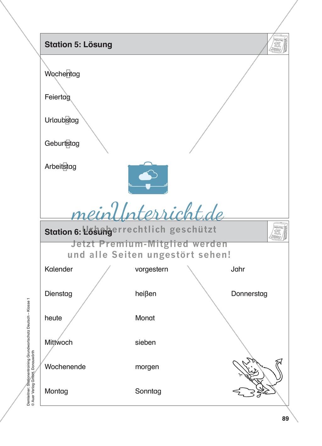 Stationentraining Kalender: Arbeitsblätter mit Lösungen, Diktat Preview 7