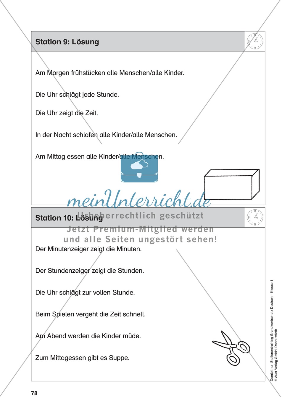 Stationentraining Uhr: Arbeitsblätter mit Lösungen, Diktat Preview 11