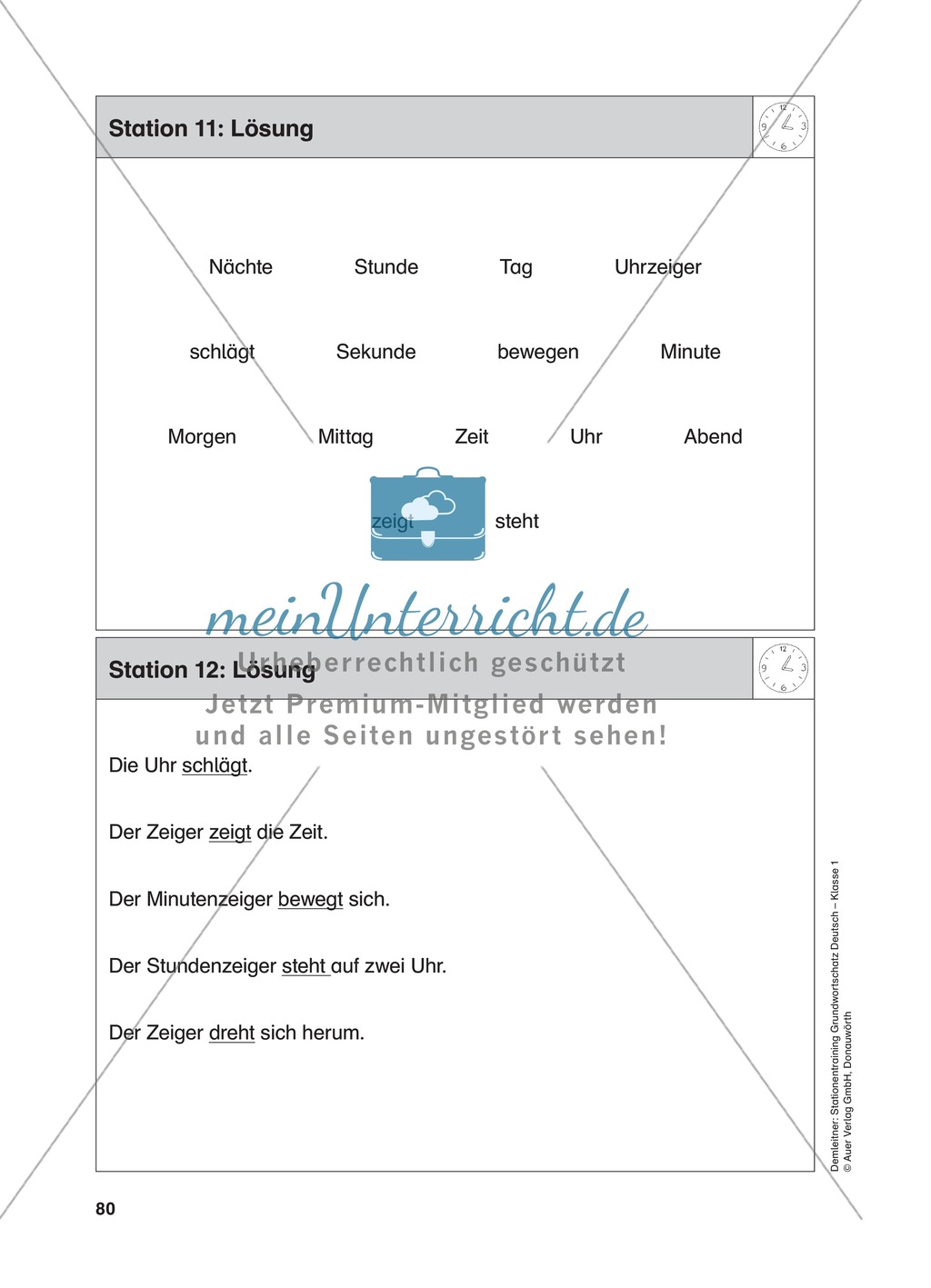 Stationentraining Uhr: Arbeitsblätter mit Lösungen, Diktat Preview 13