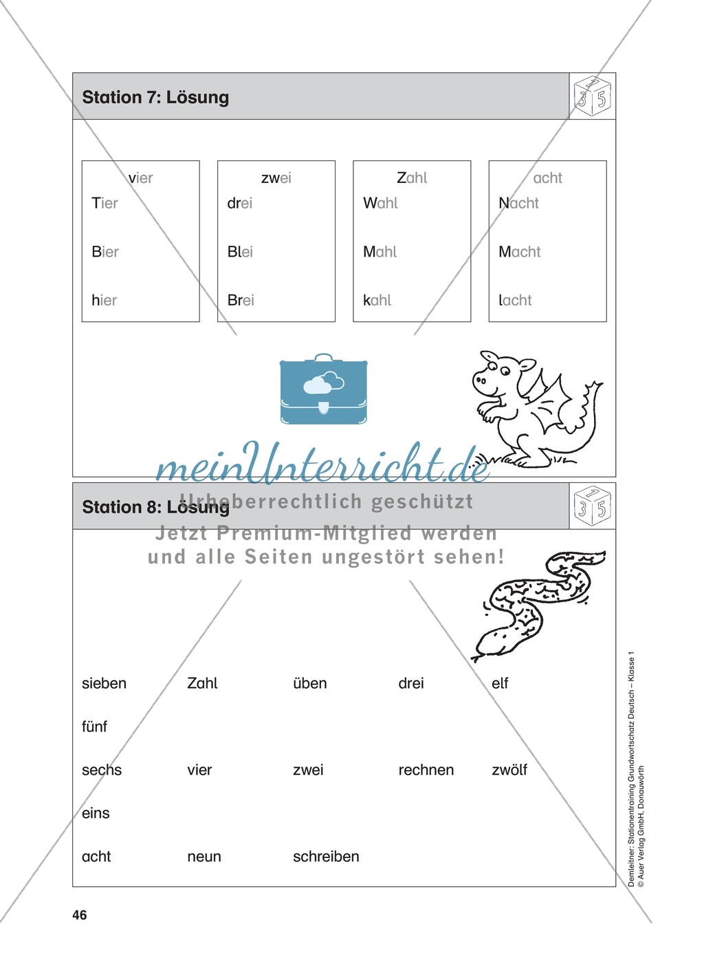 Stationentraining Zahlen: Arbeitsblätter mit Lösungen, Diktat Preview 9