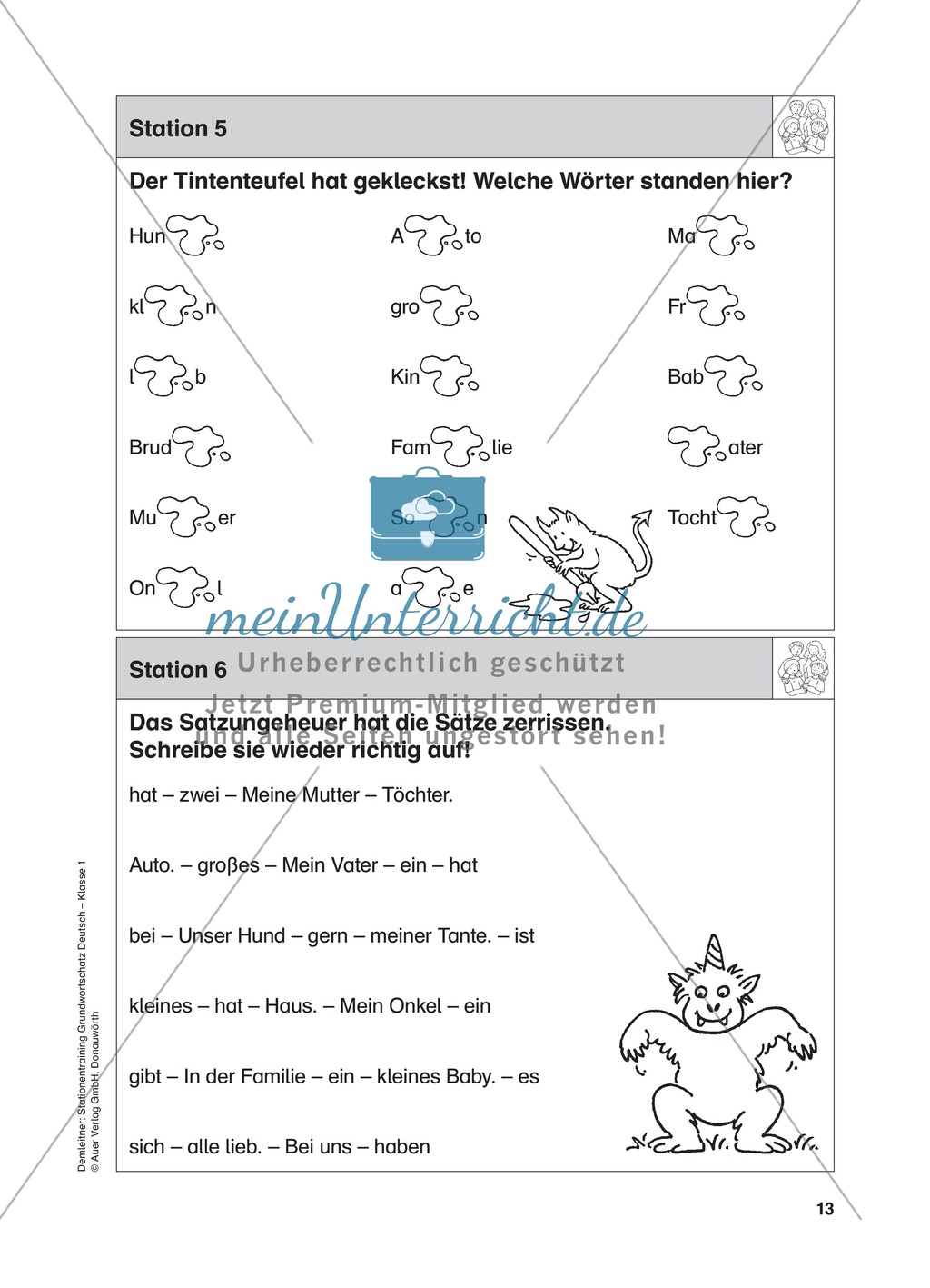Grundwortschatz Deutsch: Familie - Tintenteufel / Satzungeheuer Preview 1