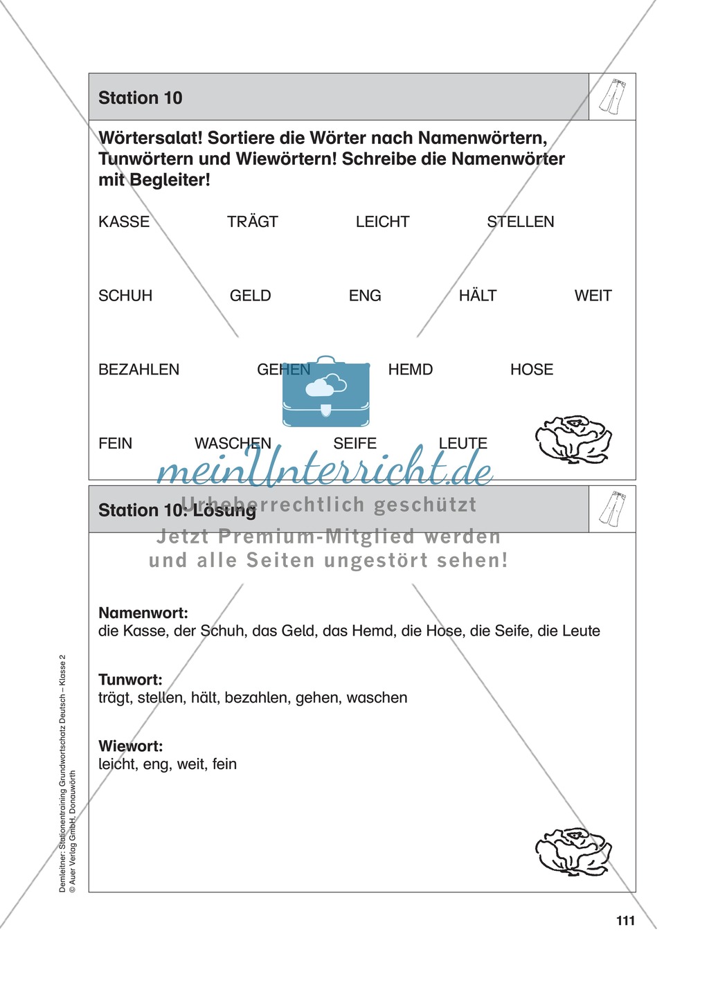Stationentraining Kleidung: Arbeitsblätter mit Lösungen, Diktat Preview 11