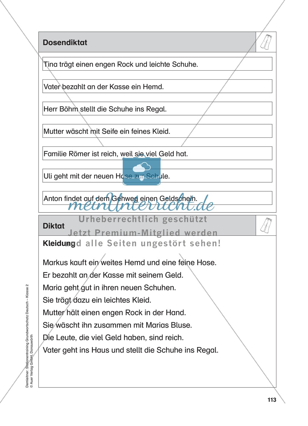Stationentraining Kleidung: Arbeitsblätter mit Lösungen, Diktat Preview 13