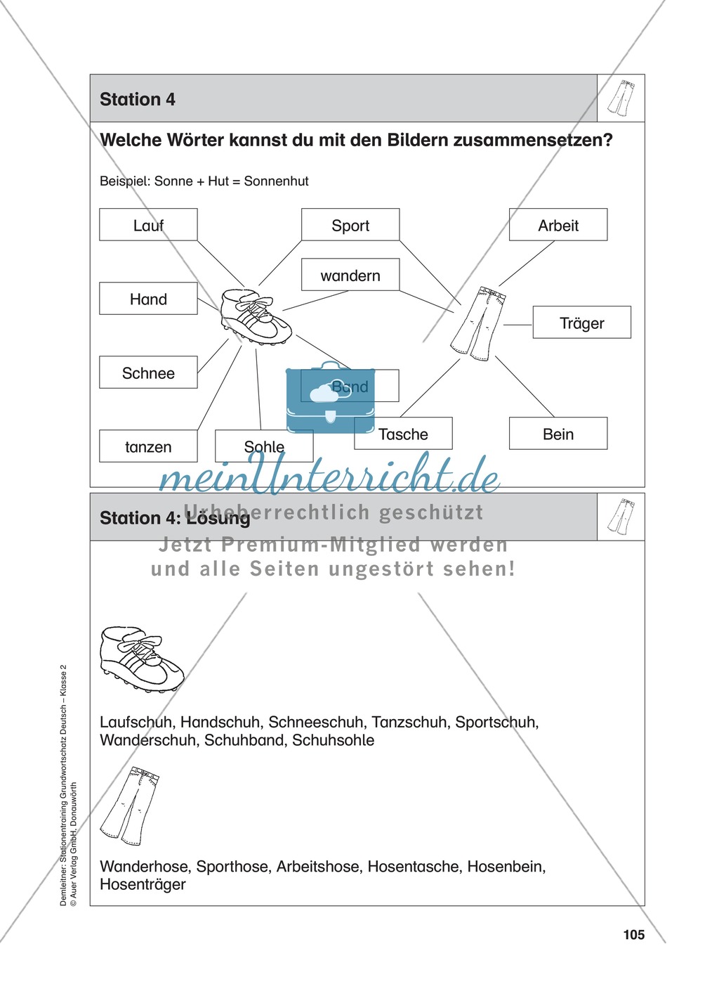 Stationentraining Kleidung: Arbeitsblätter mit Lösungen, Diktat Preview 5