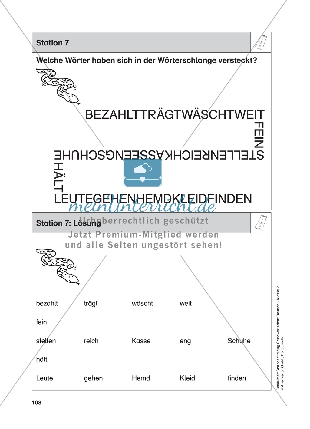Stationentraining Kleidung: Arbeitsblätter mit Lösungen, Diktat Preview 8