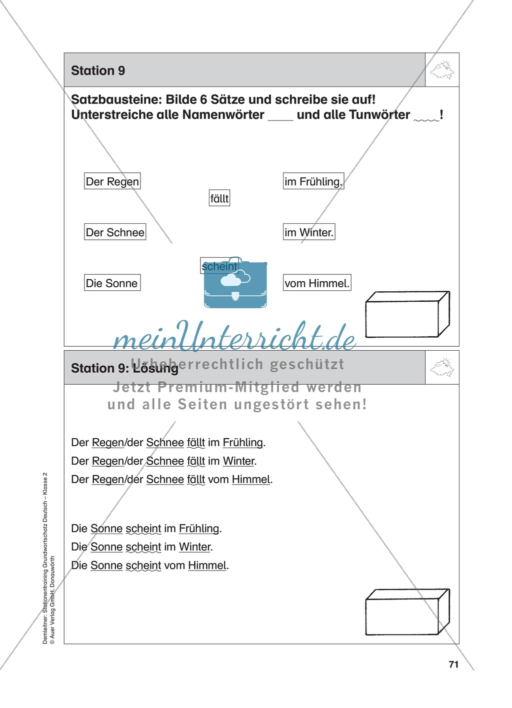 Stationentraining zum Wetter: Arbeitsblätter mit Lösungen, Diktat Preview 10