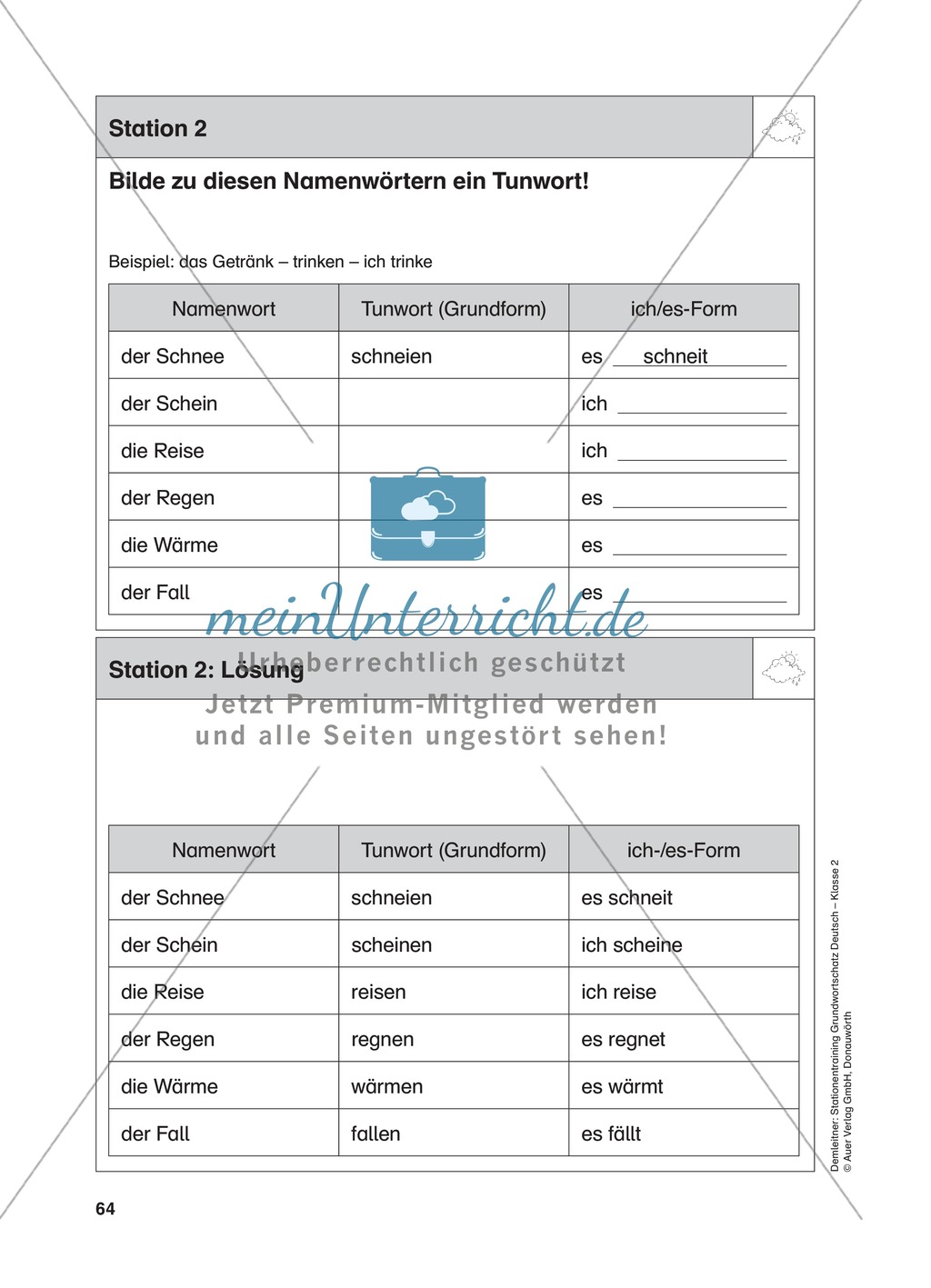 Stationentraining zum Wetter: Arbeitsblätter mit Lösungen, Diktat Preview 3