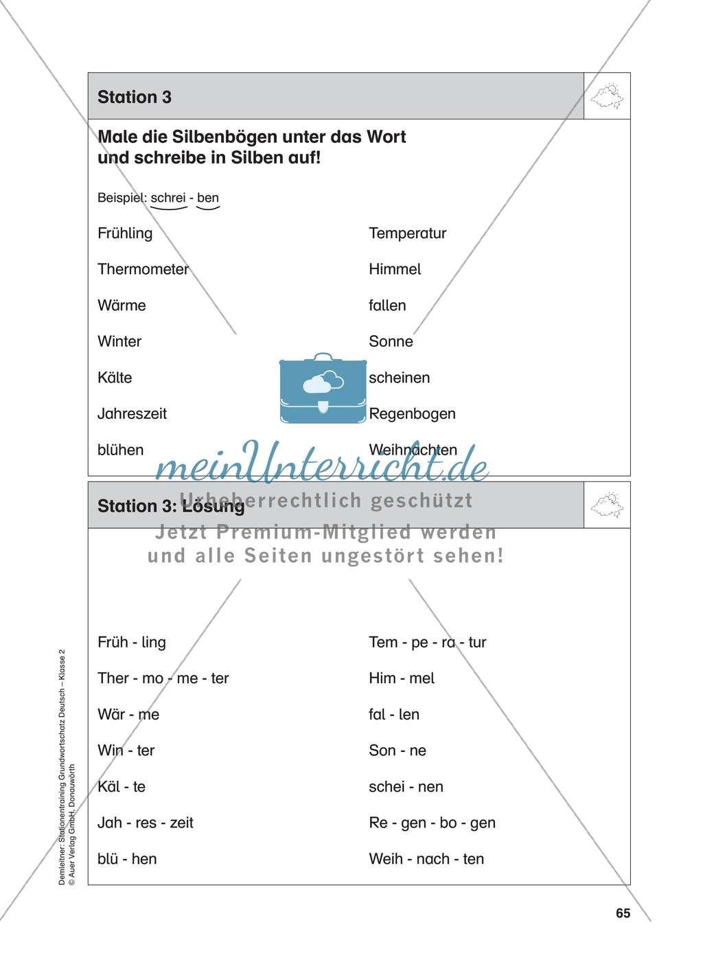 Stationentraining zum Wetter: Arbeitsblätter mit Lösungen, Diktat Preview 4
