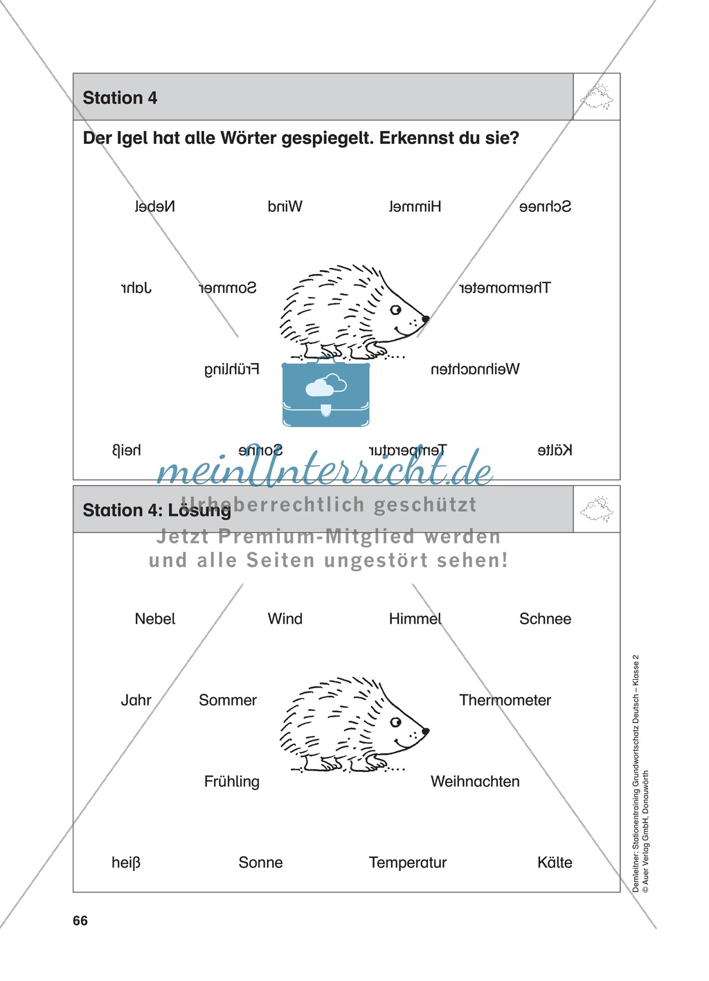 Stationentraining zum Wetter: Arbeitsblätter mit Lösungen, Diktat Preview 5