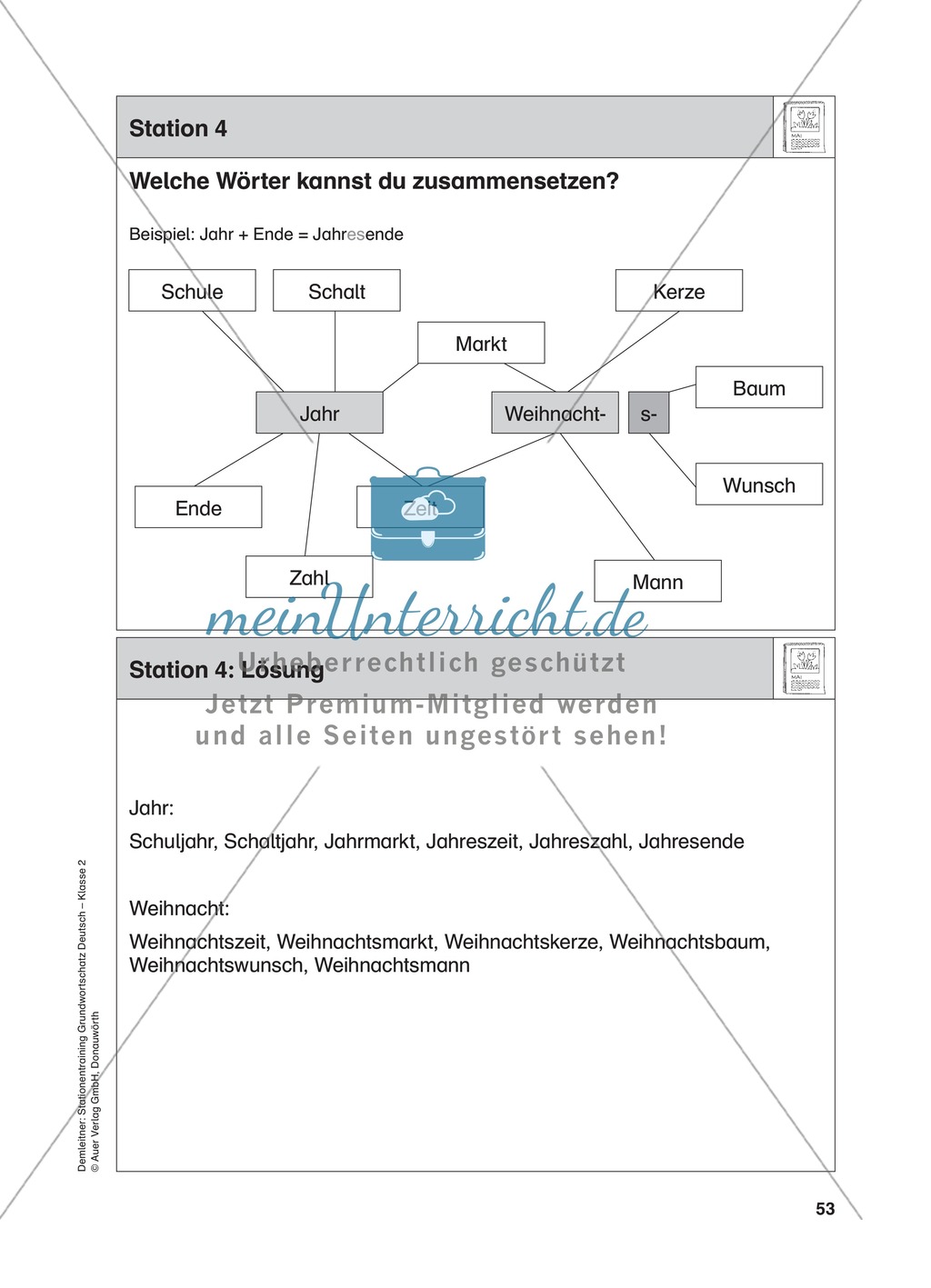 Stationentraining Jahr: Arbeitsblätter mit Lösungen, Diktat Preview 5