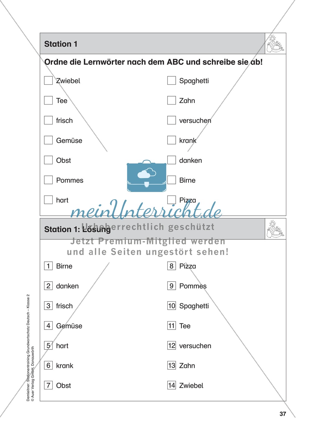 Stationentraining Ernährung: Arbeitsblätter mit Lösungen, Diktat Preview 2