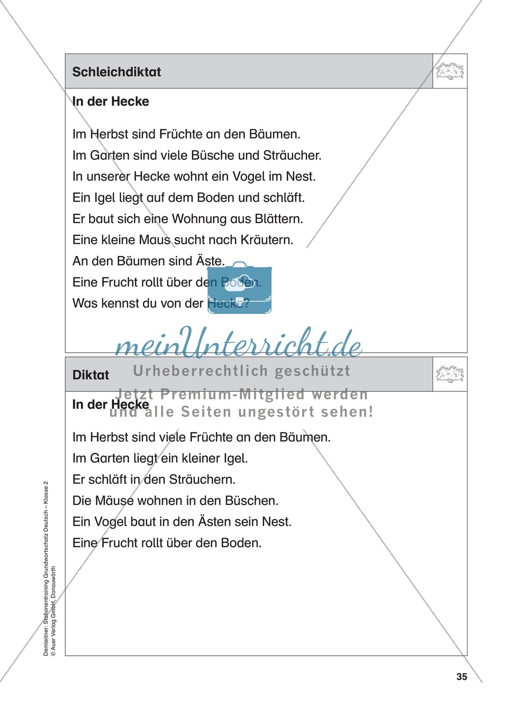 Stationentraining Hecke: Arbeitsblätter mit Lösungen, Diktat Preview 13