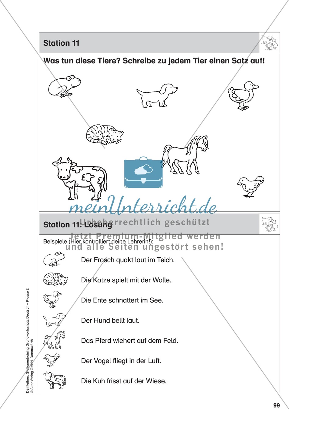 Grundwortschatz Deutsch Schreiben: Tiere - Was tun die Tiere? Preview 1