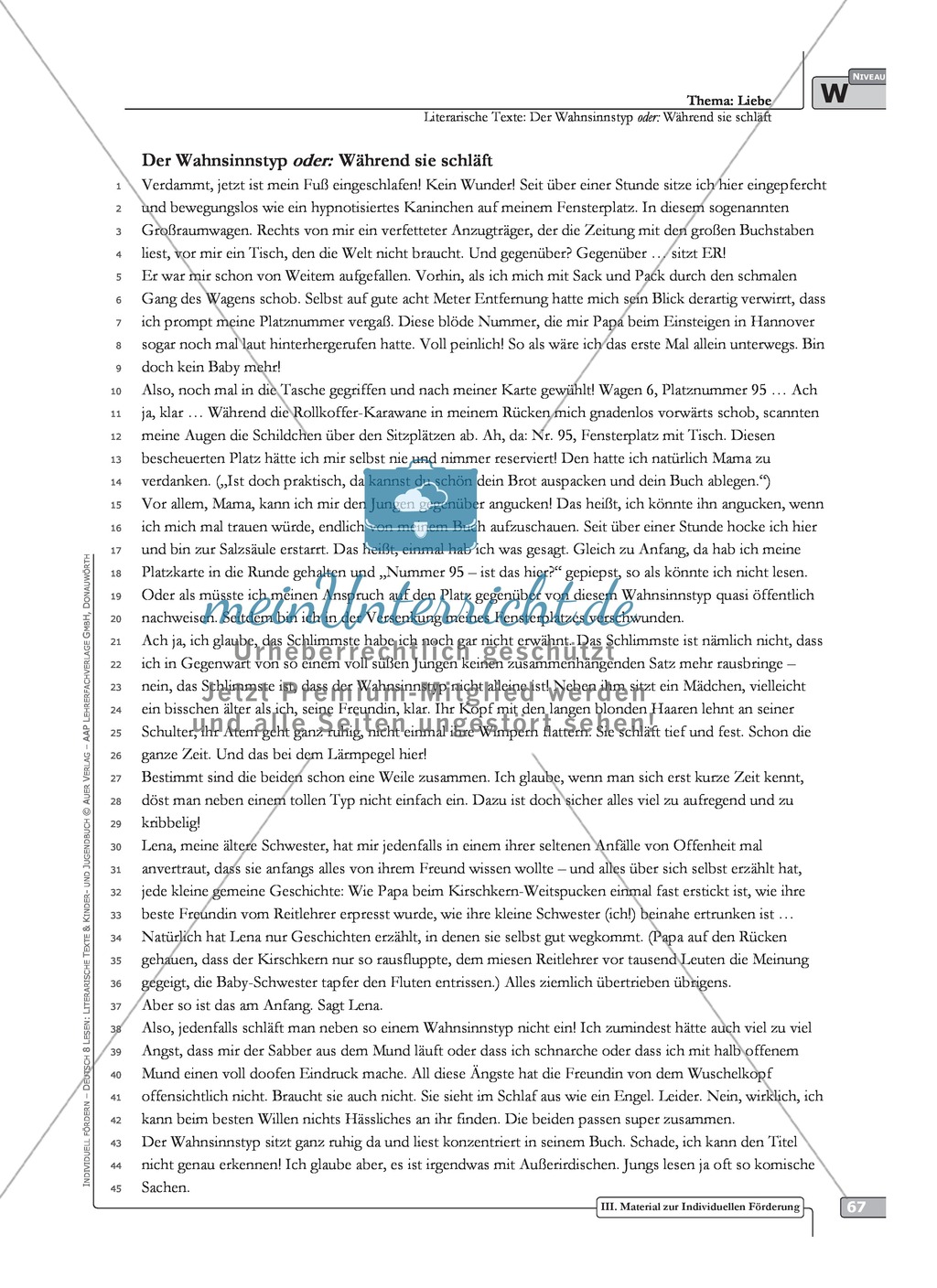 Literarische Lesetexte: