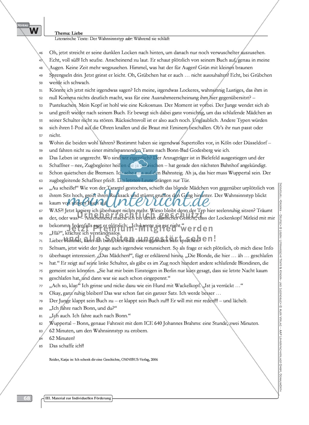 Literarische Lesetexte: