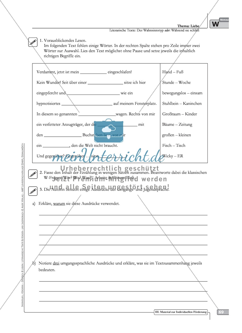Literarische Lesetexte: