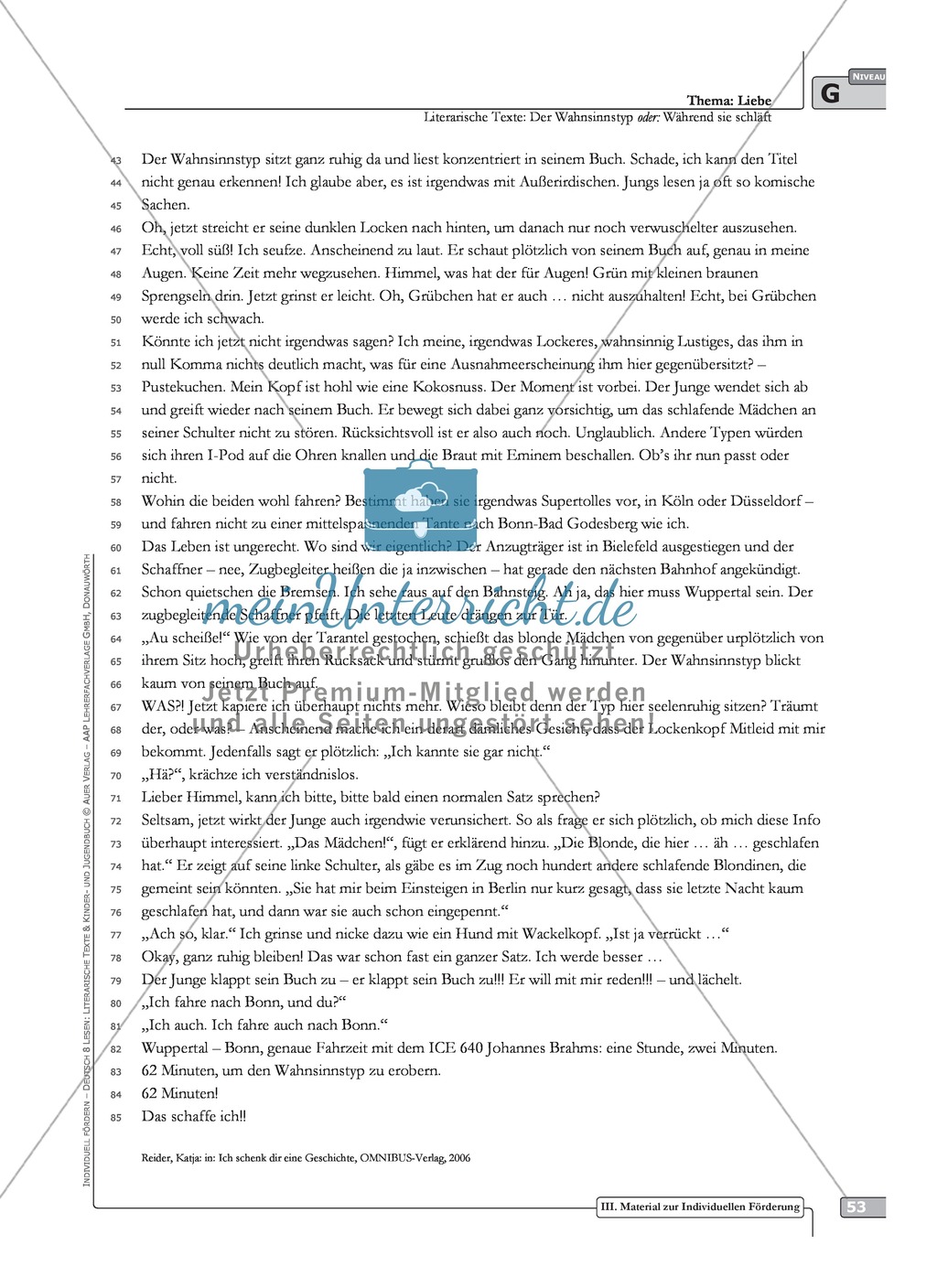 Literarische Lesetexte: