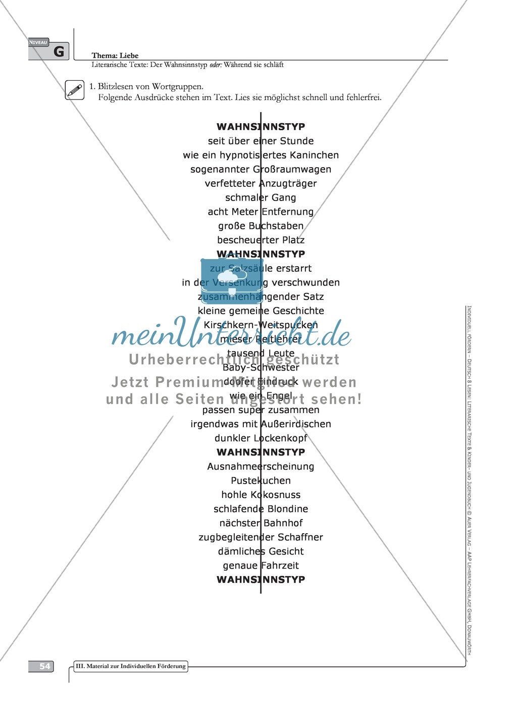 Literarische Lesetexte: