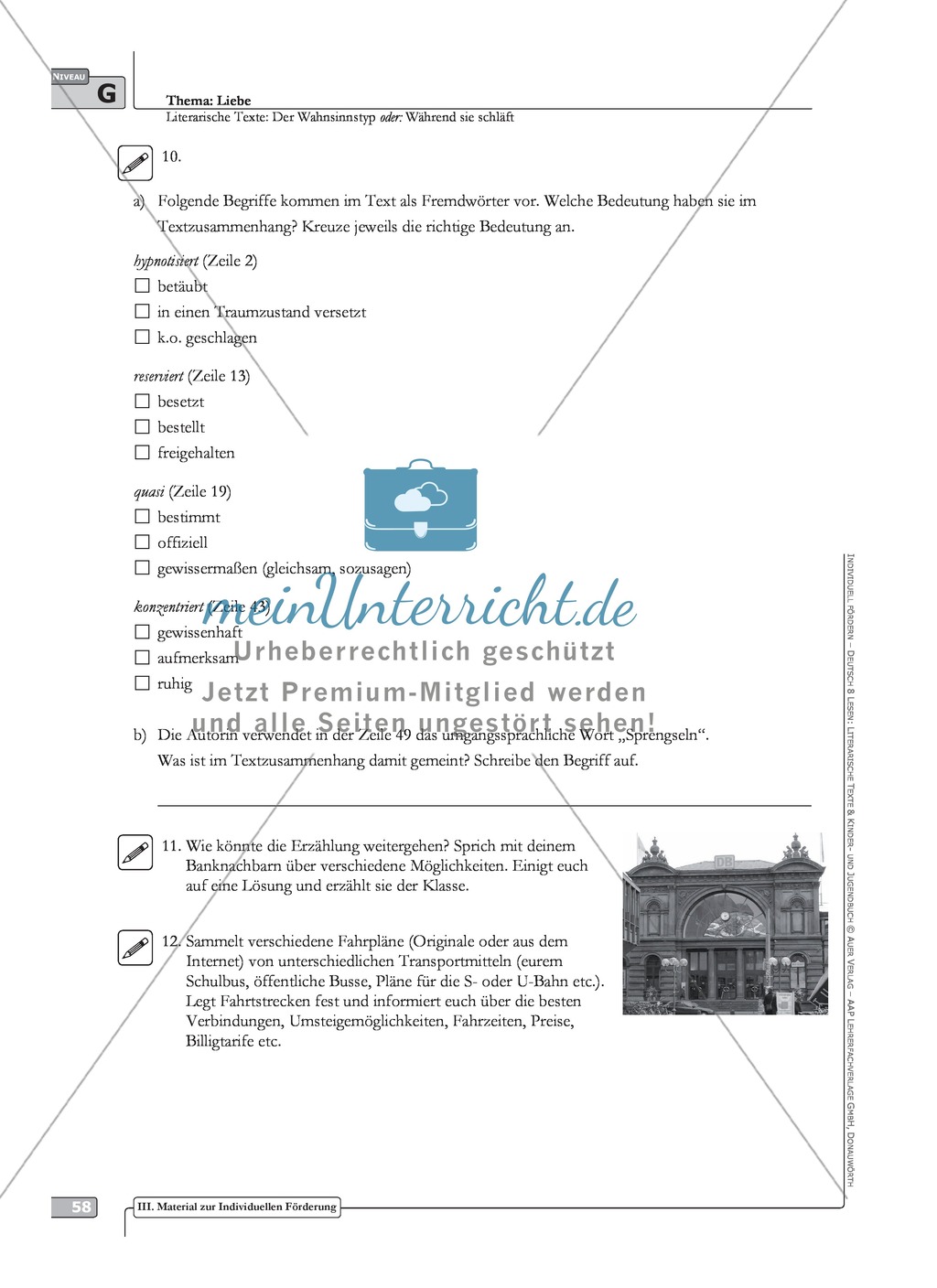 Literarische Lesetexte: