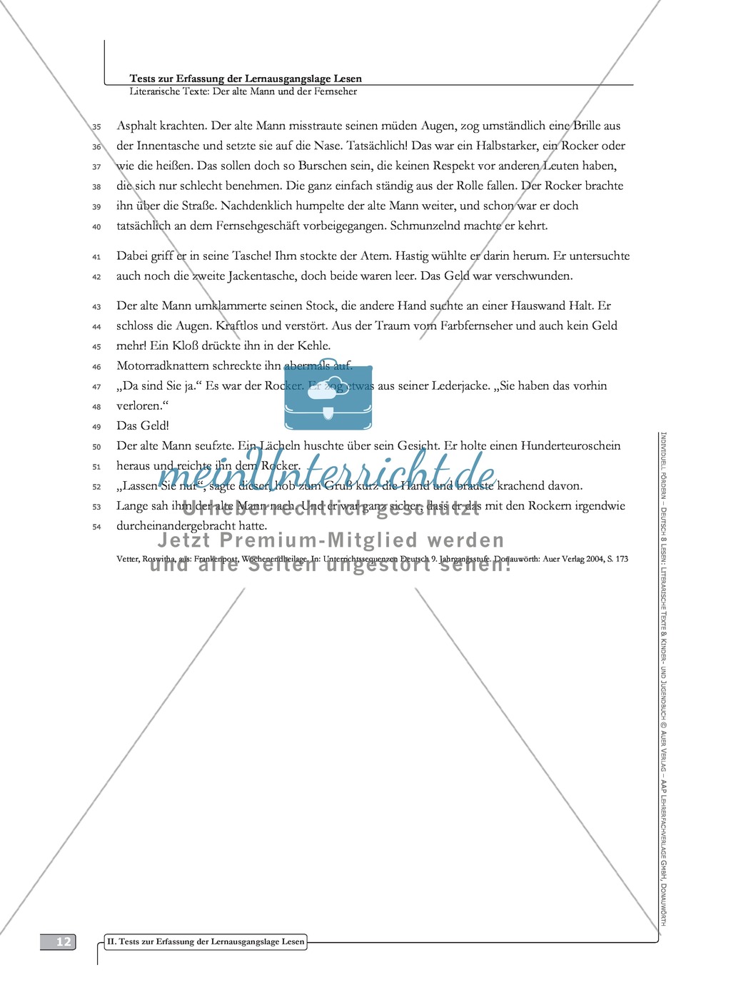 Literarische Lesetexte: