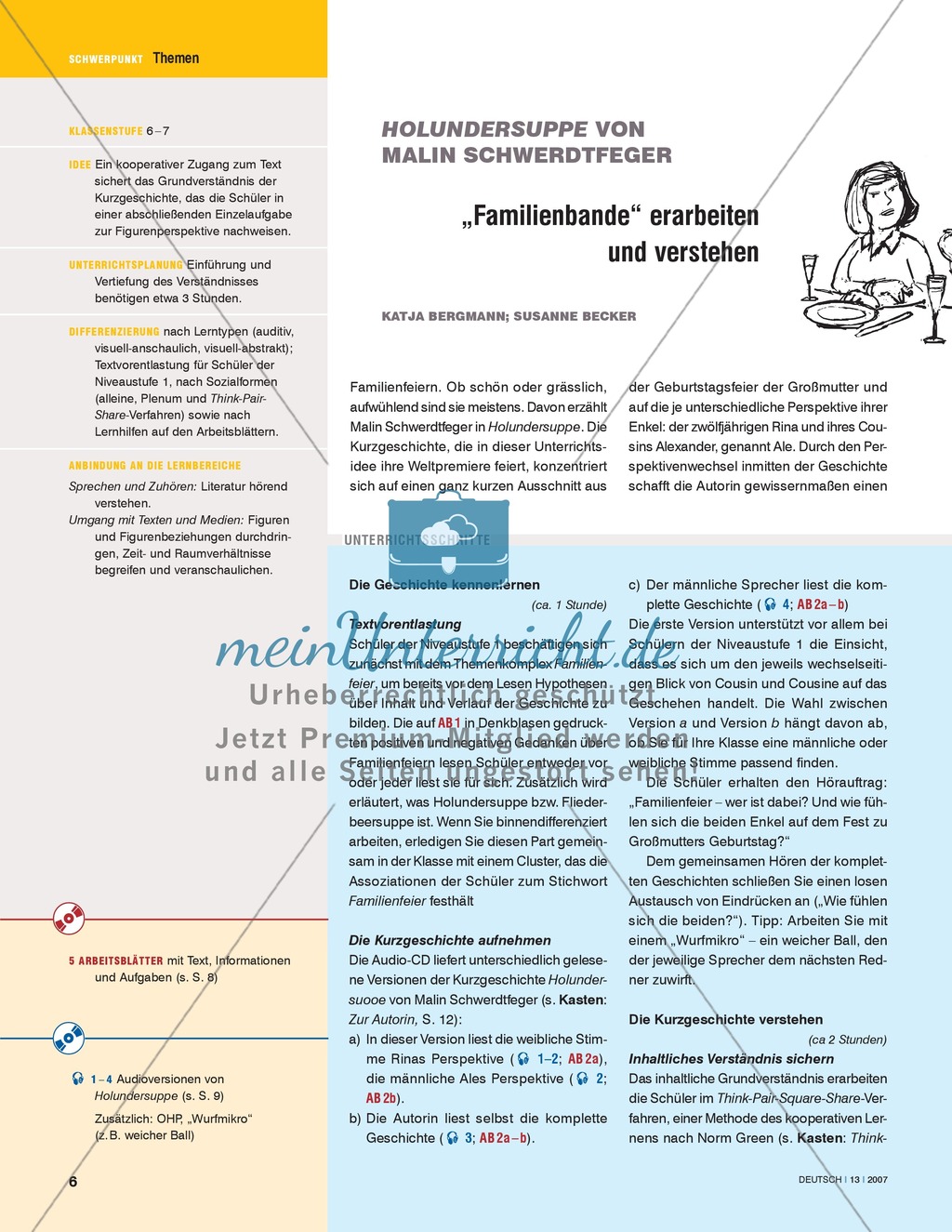 Schwerdtfegers Kurzgeschichte "Holundersuppe" - Familienbande erarbeiten und verstehen: Unterrichtsidee Preview 1