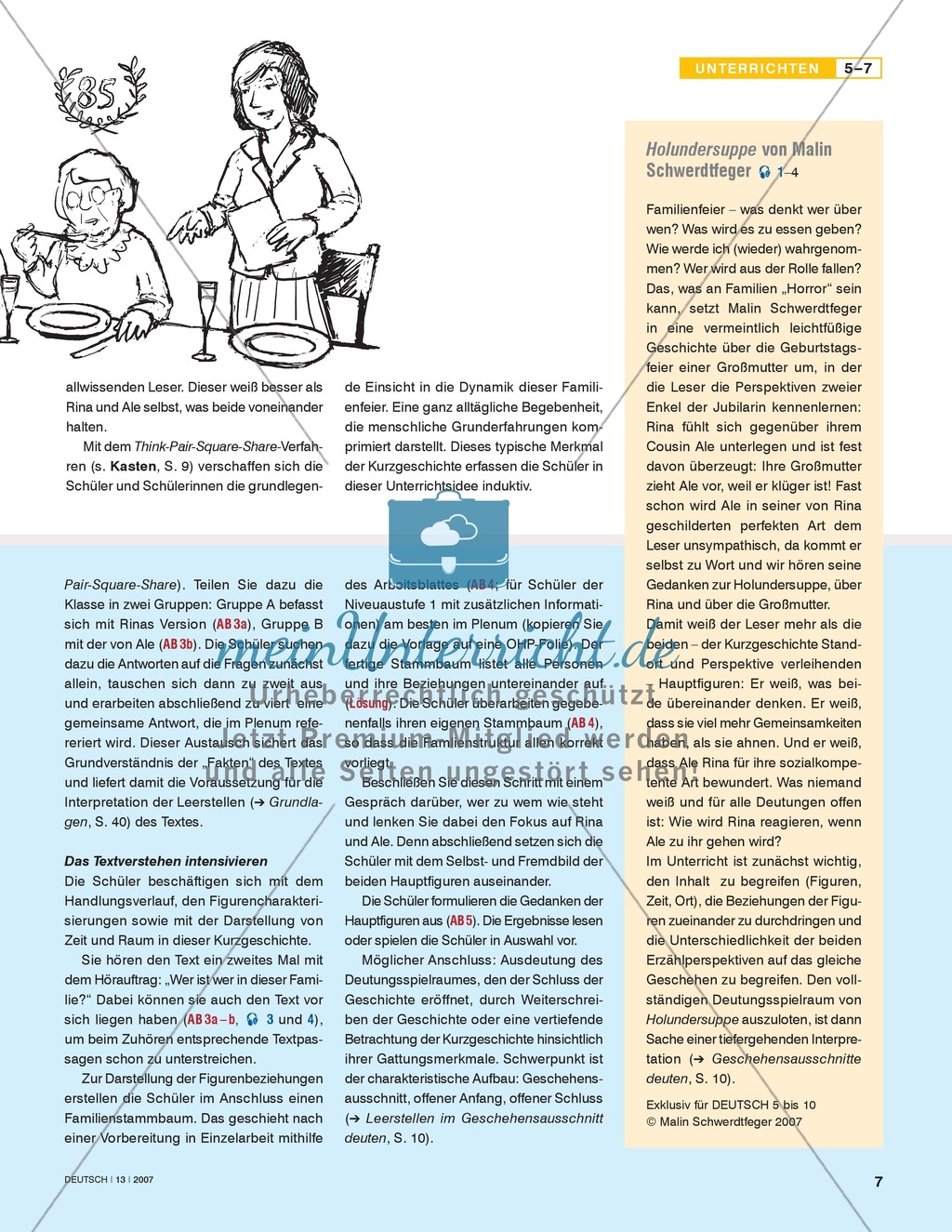 Schwerdtfegers Kurzgeschichte "Holundersuppe" - Familienbande erarbeiten und verstehen: Unterrichtsidee Preview 2