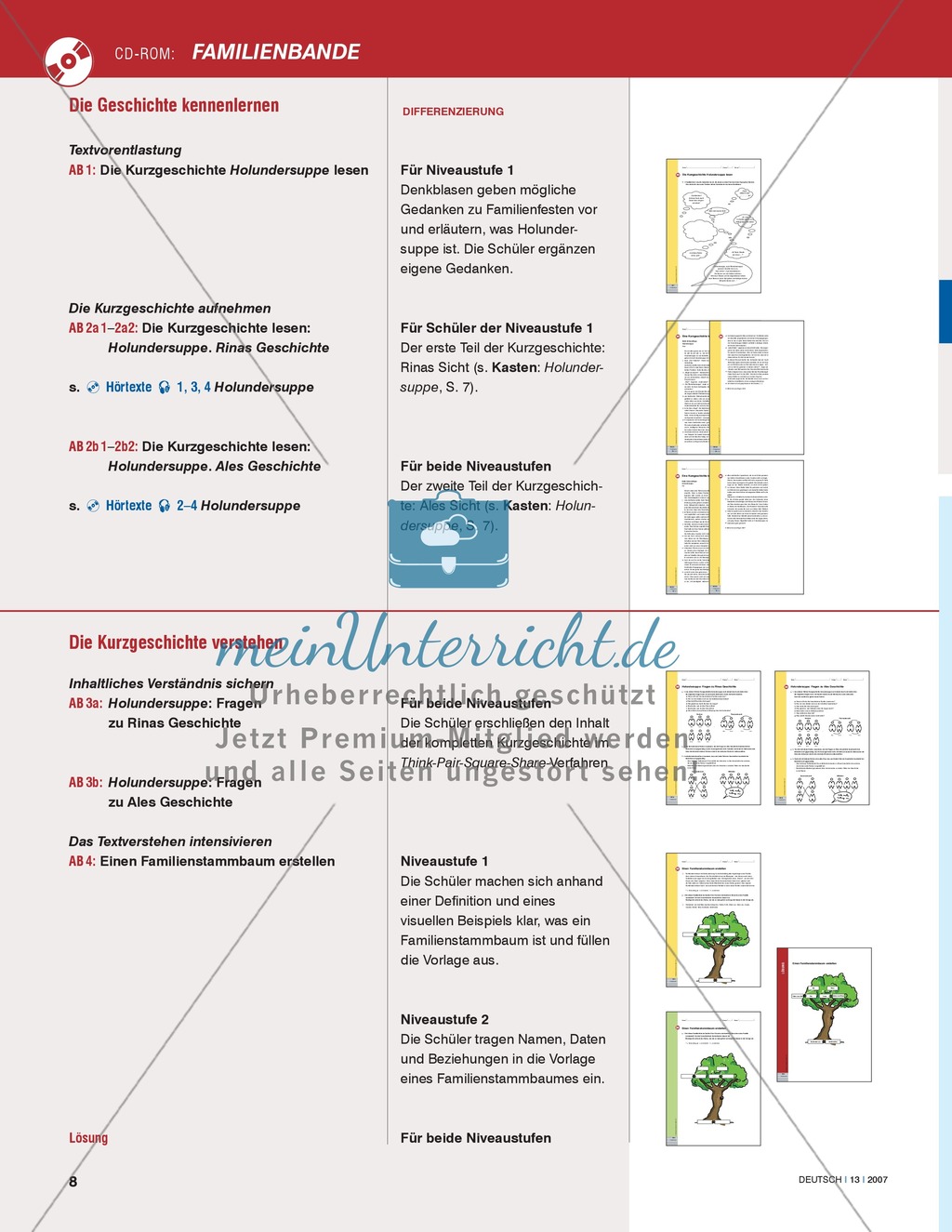 Schwerdtfegers Kurzgeschichte "Holundersuppe" - Familienbande erarbeiten und verstehen: Unterrichtsidee Preview 3
