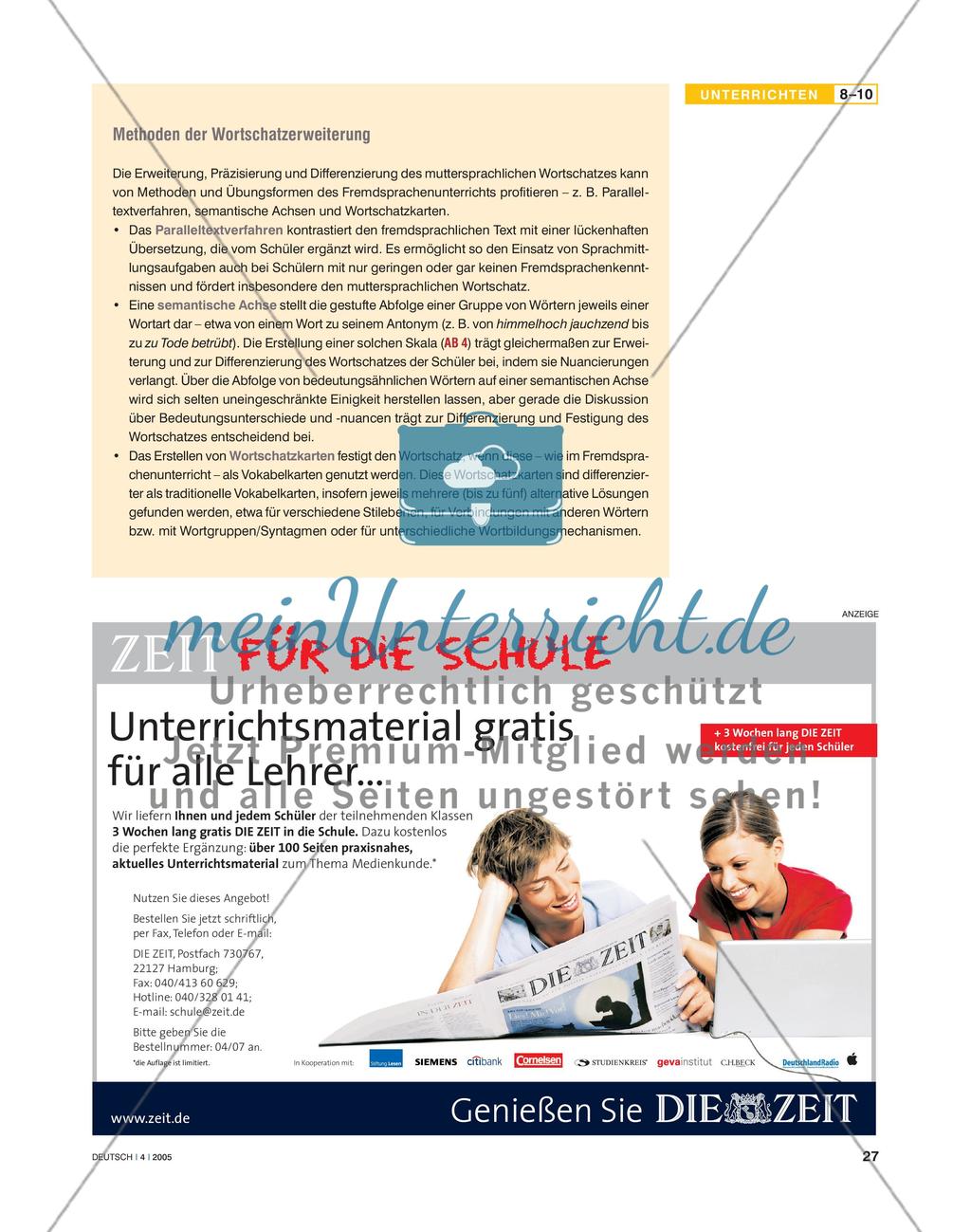 Wortschatzerweiterung durch Übersetzen und Texten Preview 4