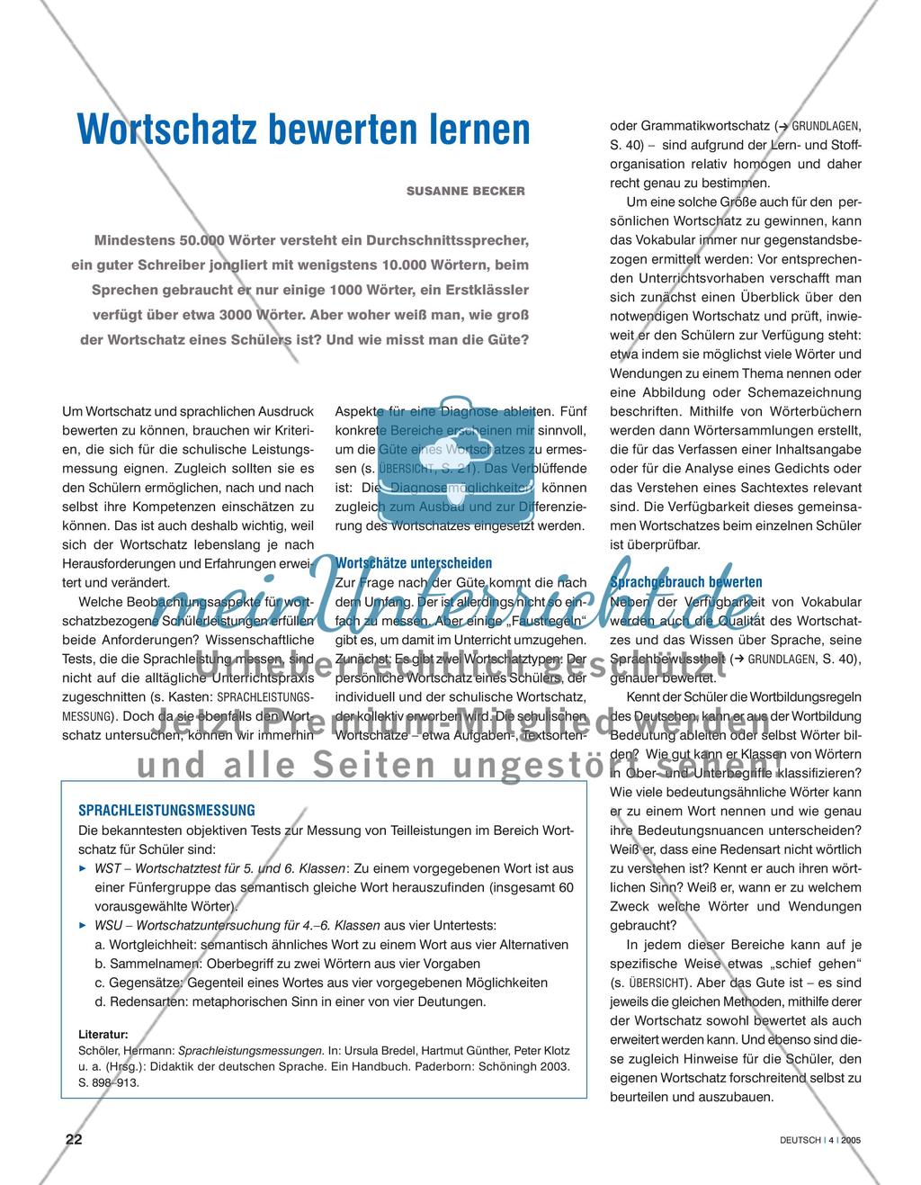 Wortschatz bewerten lernen Preview 1