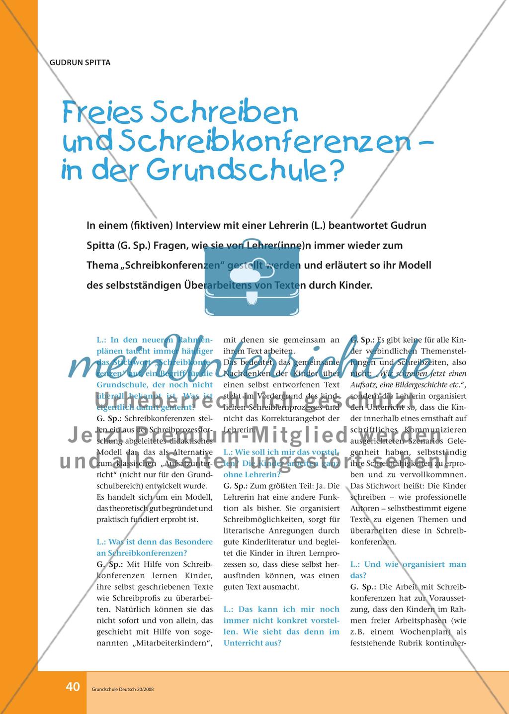 Freies Schreiben und Schreibkonferenzen – in der Grundschule? Preview 1