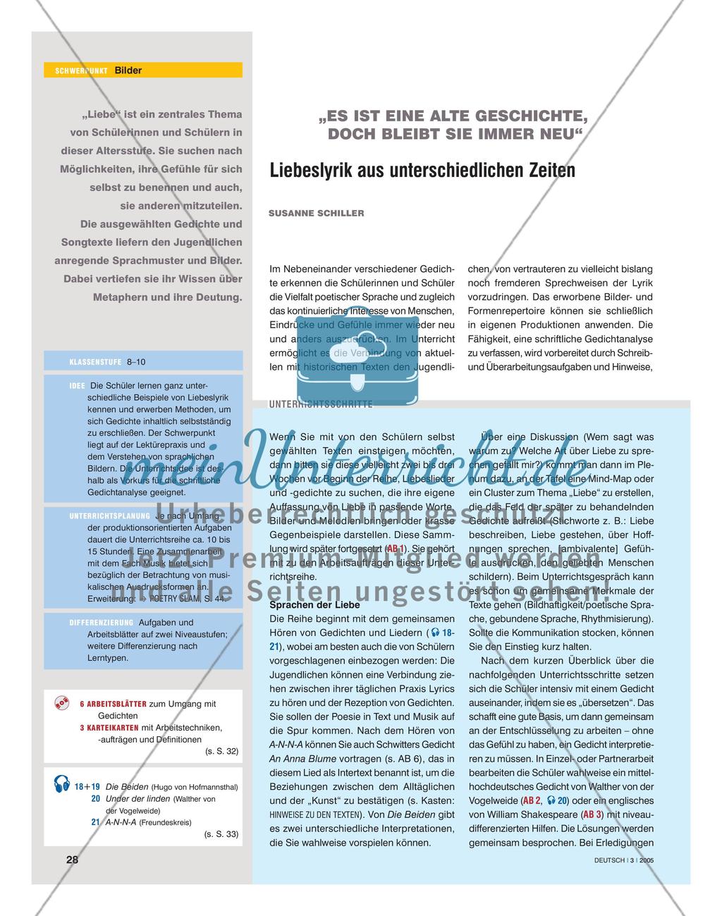Liebeslyrik aus unterschiedlichen Zeiten Preview 1
