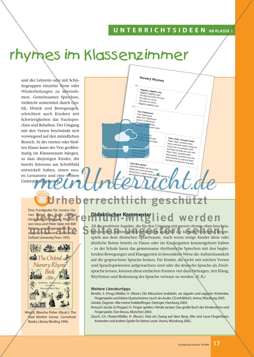 Tom Tittlemouse oder nursery rhymes im Klassenzimmer Preview 2
