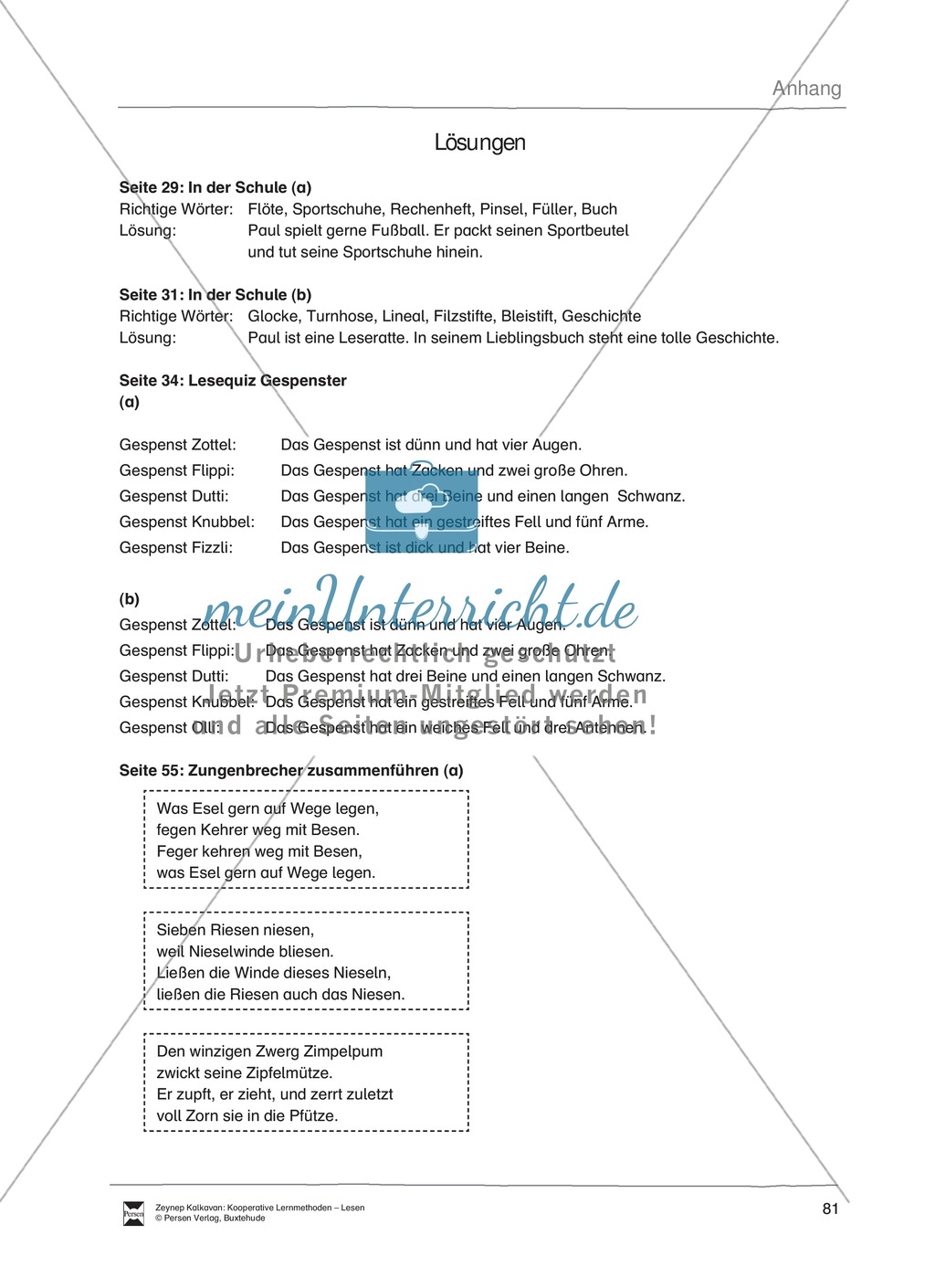 Unterrichtsbeispiel: Lesequiz Gespenster: Arbeitsanweisungen, Arbeitsblätter und Lösungen Preview 6