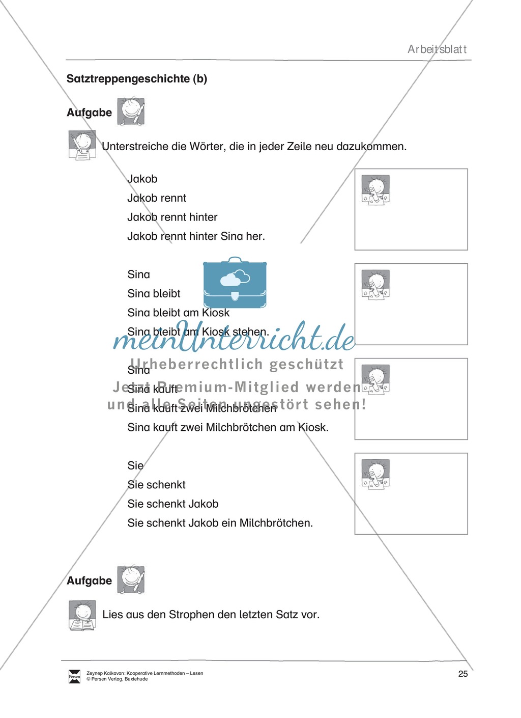 Unterrichsbeispiel: Satztreppen: Arbeitsanweisungen, Arbeitsblätter Preview 5