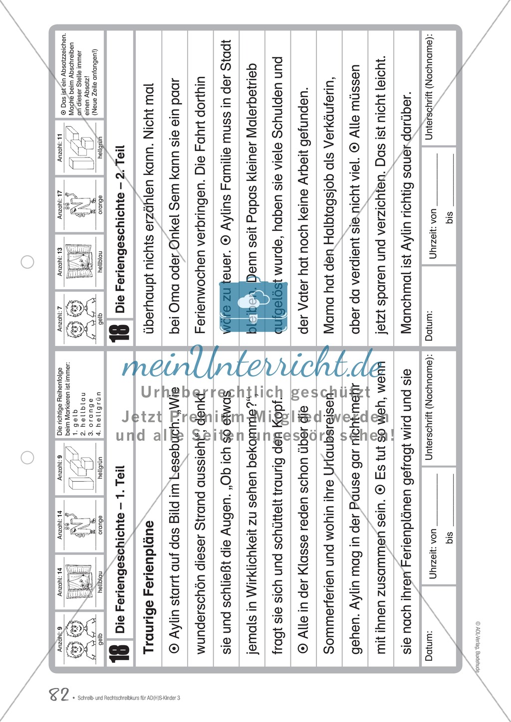 Die Feriengeschichte: Text und Bearbeitungsbogen Preview 1