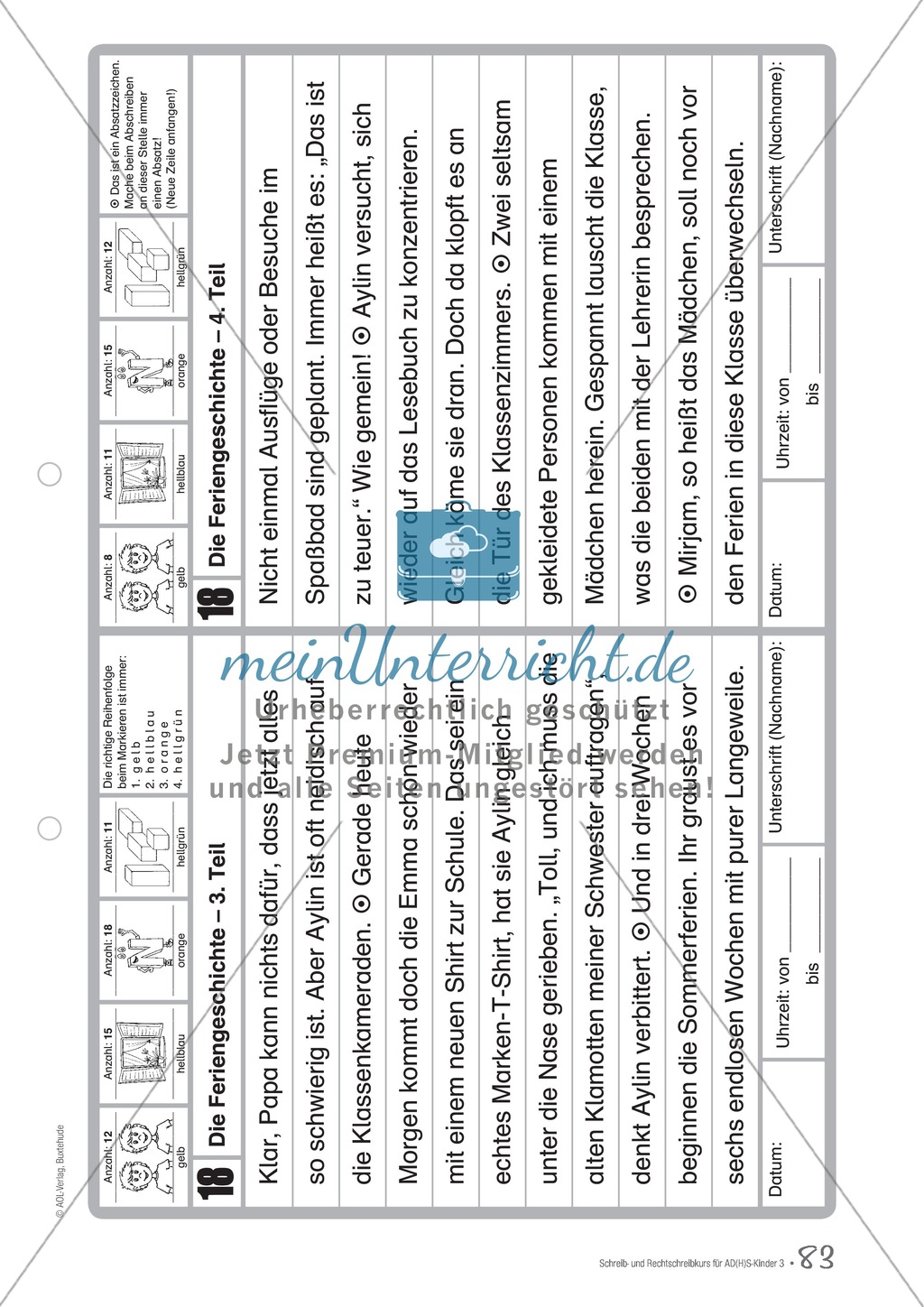 Die Feriengeschichte: Text und Bearbeitungsbogen Preview 2