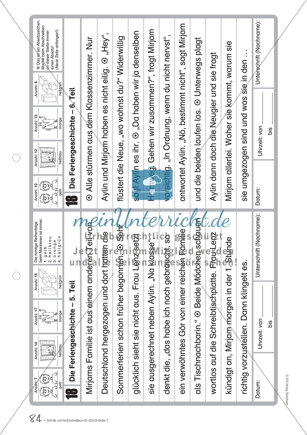Die Feriengeschichte: Text und Bearbeitungsbogen Preview 3