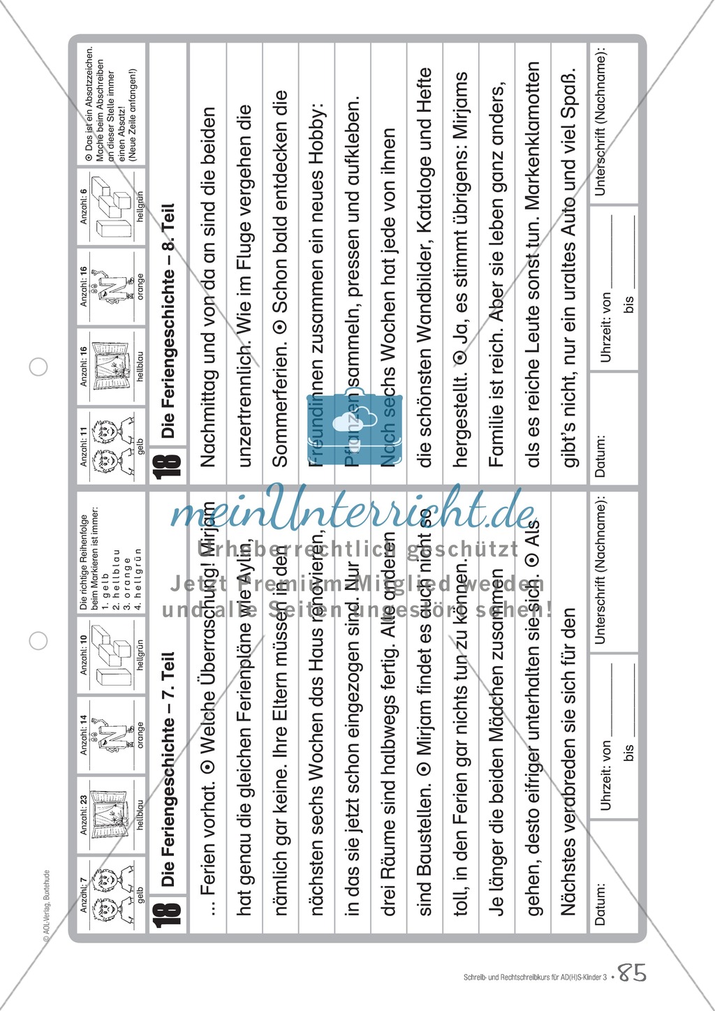 Die Feriengeschichte: Text und Bearbeitungsbogen Preview 4